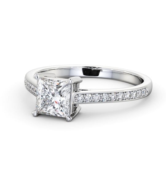  Princess Diamond Engagement Ring Platinum Solitaire With Side Stones - Keller ENPR80S_WG_THUMB2 