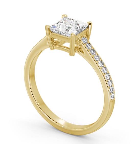 Princess Diamond Box Style Setting Engagement Ring 18K Yellow Gold Solitaire with Channel Set Side Stones ENPR80S_YG_THUMB1