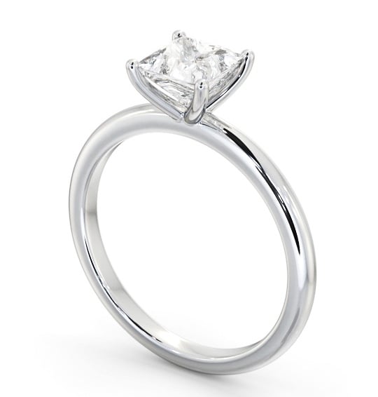 Princess Diamond Sleek 4 Prong Engagement Ring 18K White Gold Solitaire ENPR81_WG_THUMB1 