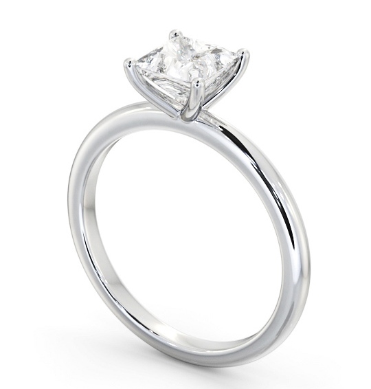 Princess Diamond Sleek 4 Prong Engagement Ring 18K White Gold Solitaire ENPR81_WG_THUMB1