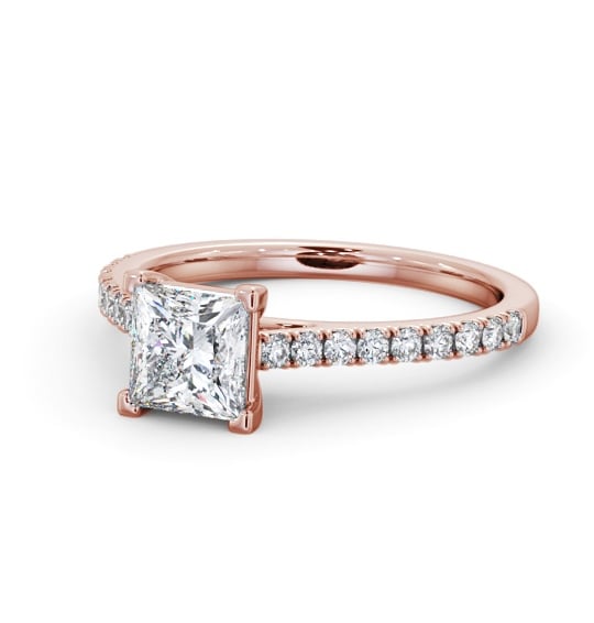  Princess Diamond Engagement Ring 9K Rose Gold Solitaire With Side Stones - Kemnay ENPR82S_RG_THUMB2 