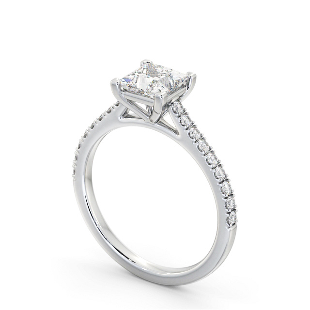 Princess Diamond Engagement Ring 9K White Gold Solitaire With Side Stones - Kemnay ENPR82S_WG_SIDE