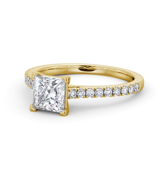  Princess Diamond Engagement Ring 18K Yellow Gold Solitaire With Side Stones - Kemnay ENPR82S_YG_THUMB2 