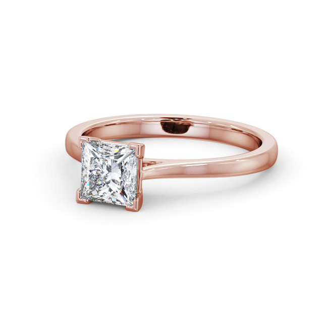 Princess Diamond Engagement Ring 9K Rose Gold Solitaire - Carrie ENPR83_RG_FLAT