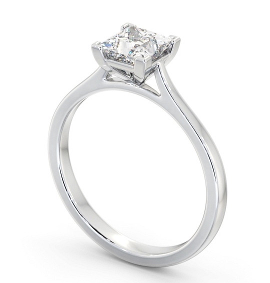 Princess Diamond Contemporary 4 Prong Engagement Ring Platinum Solitaire ENPR83_WG_THUMB1