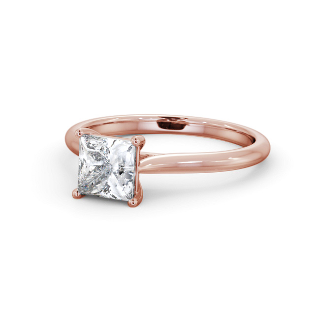 Princess Diamond Engagement Ring 9K Rose Gold Solitaire - Edena ENPR84_RG_FLAT