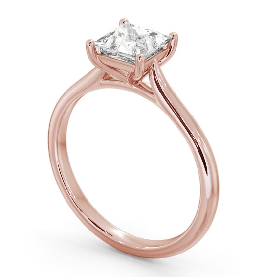 Princess Diamond Tapered Band 4 Prong Engagement Ring 18K Rose Gold Solitaire ENPR84_RG_THUMB1