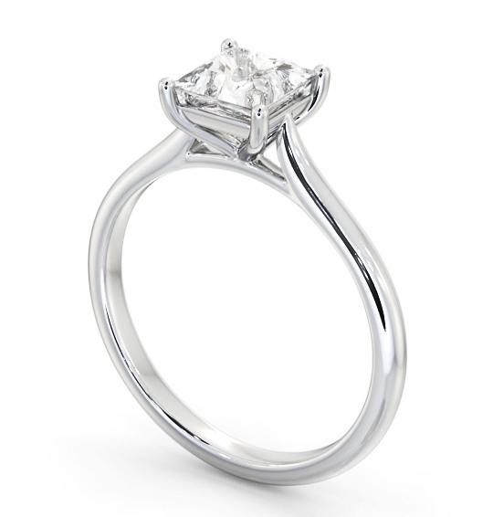 Princess Diamond Tapered Band 4 Prong Engagement Ring 18K White Gold Solitaire ENPR84_WG_THUMB1
