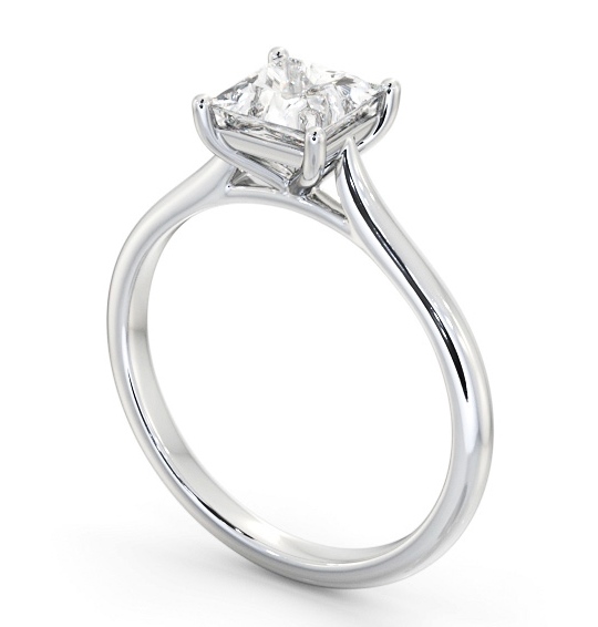 Princess Diamond Tapered Band 4 Prong Engagement Ring 18K White Gold Solitaire ENPR84_WG_THUMB1 