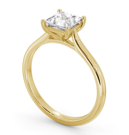 Princess Diamond Tapered Band 4 Prong Engagement Ring 18K Yellow Gold Solitaire ENPR84_YG_THUMB1