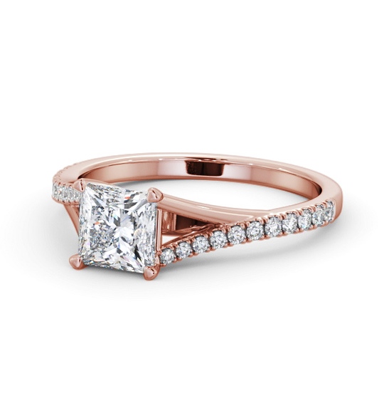  Princess Diamond Engagement Ring 18K Rose Gold Solitaire With Side Stones - Derwen ENPR84S_RG_THUMB2 