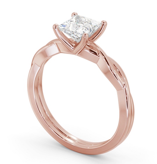 Princess Diamond Cross Over Band Engagement Ring 18K Rose Gold Solitaire ENPR85_RG_THUMB1 