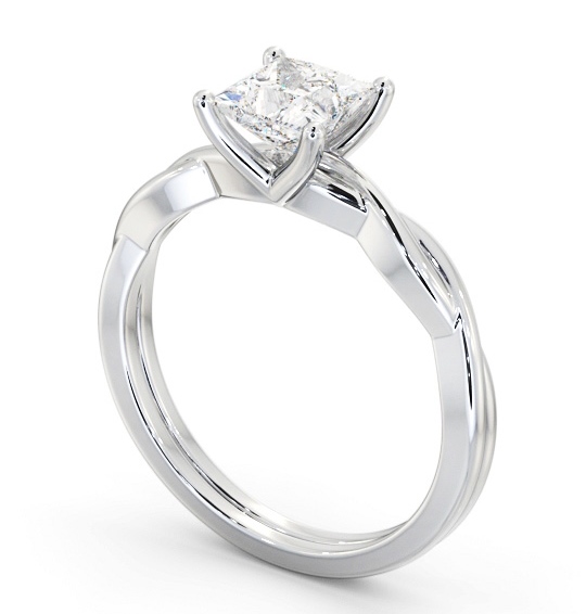 Princess Diamond Cross Over Band Engagement Ring 18K White Gold Solitaire ENPR85_WG_THUMB1