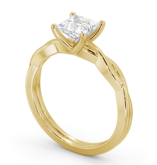 Princess Diamond Cross Over Band Engagement Ring 18K Yellow Gold Solitaire ENPR85_YG_THUMB1