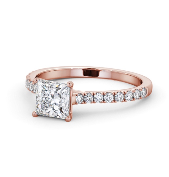  Princess Diamond Engagement Ring 18K Rose Gold Solitaire With Side Stones - Dallington ENPR85S_RG_THUMB2 
