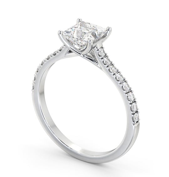  Princess Diamond Engagement Ring 9K White Gold Solitaire With Side Stones - Dallington ENPR85S_WG_THUMB1 