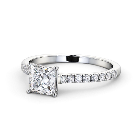 Princess Diamond Engagement Ring 18K White Gold Solitaire With Side Stones - Dallington ENPR85S_WG_THUMB2 