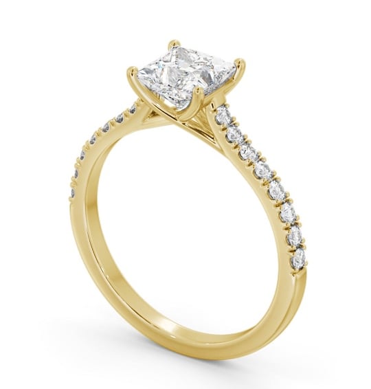  Princess Diamond Engagement Ring 18K Yellow Gold Solitaire With Side Stones - Dallington ENPR85S_YG_THUMB1 