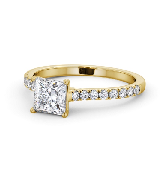  Princess Diamond Engagement Ring 18K Yellow Gold Solitaire With Side Stones - Dallington ENPR85S_YG_THUMB2 
