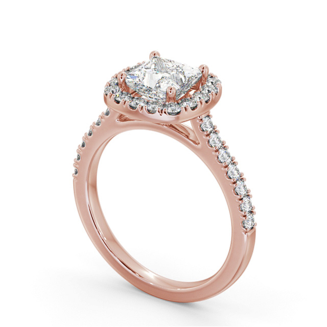 Halo Princess Diamond Engagement Ring 9K Rose Gold - Keenan ENPR86_RG_SIDE