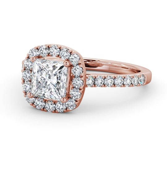  Halo Princess Diamond Engagement Ring 18K Rose Gold - Keenan ENPR86_RG_THUMB2 