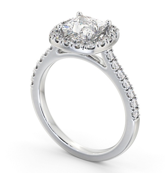 Princess Diamond with Cushion Shape Halo Engagement Ring 9K White Gold ENPR86_WG_THUMB1