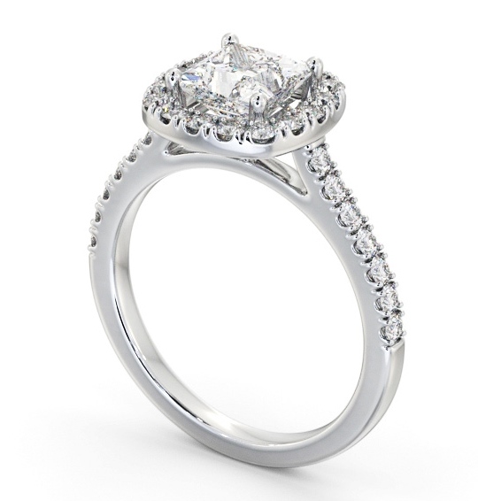 Princess Diamond with Cushion Shape Halo Engagement Ring 18K White Gold ENPR86_WG_THUMB1