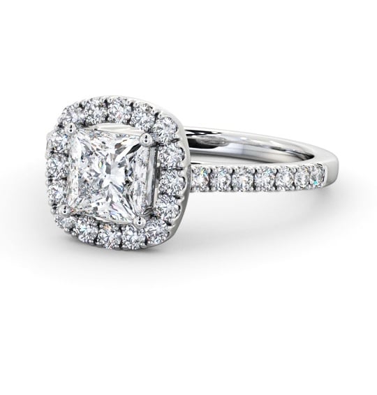  Halo Princess Diamond Engagement Ring 18K White Gold - Keenan ENPR86_WG_THUMB2 