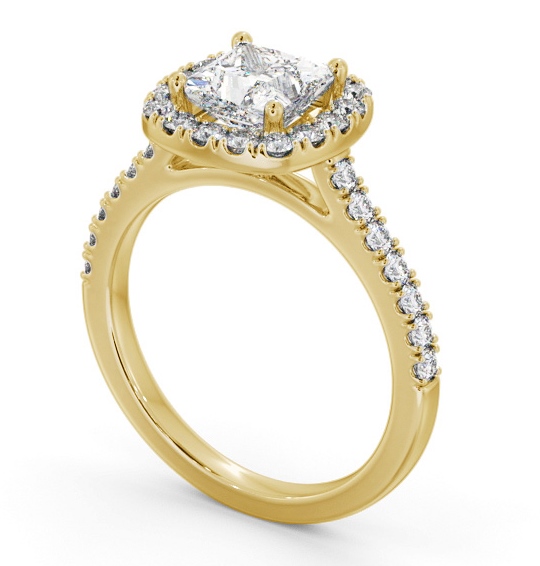 Princess Diamond with Cushion Shape Halo Engagement Ring 18K Yellow Gold ENPR86_YG_THUMB1