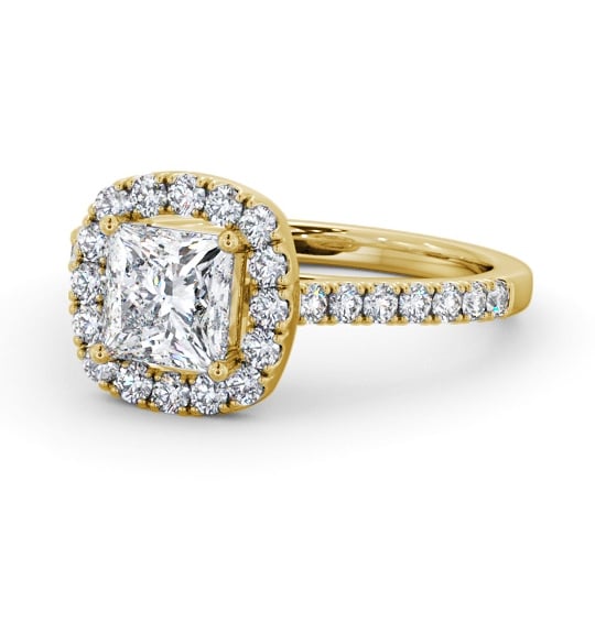  Halo Princess Diamond Engagement Ring 18K Yellow Gold - Keenan ENPR86_YG_THUMB2 