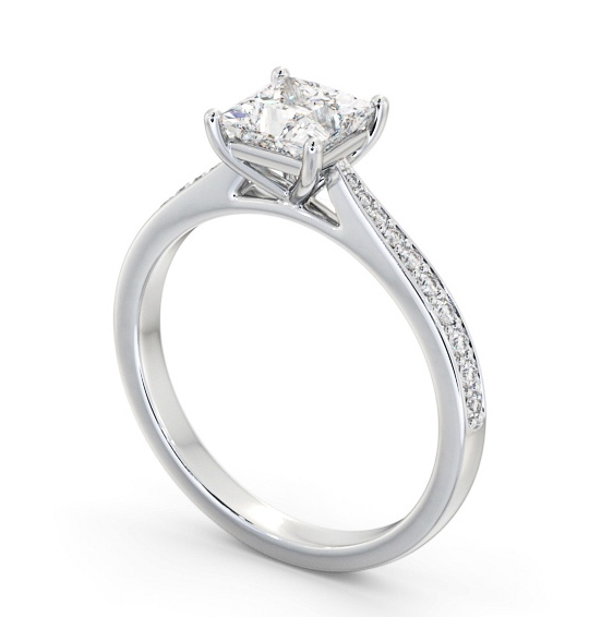 Princess Diamond Tapered Band Engagement Ring 9K White Gold Solitaire with Channel Set Side Stones ENPR86S_WG_THUMB1