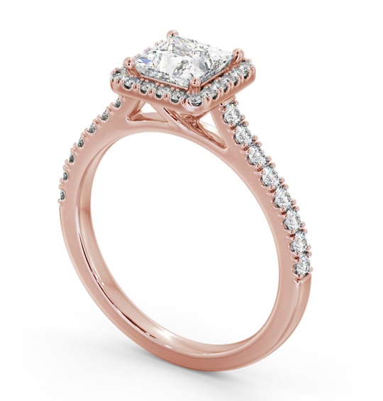  Halo Princess Diamond Engagement Ring 18K Rose Gold - Palmer ENPR87_RG_THUMB1 