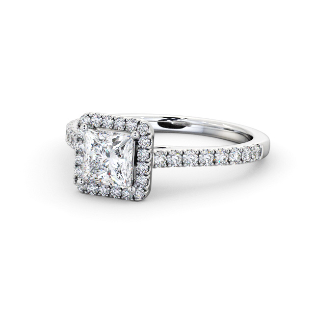 Halo Princess Diamond Engagement Ring 18K White Gold - Palmer ENPR87_WG_FLAT