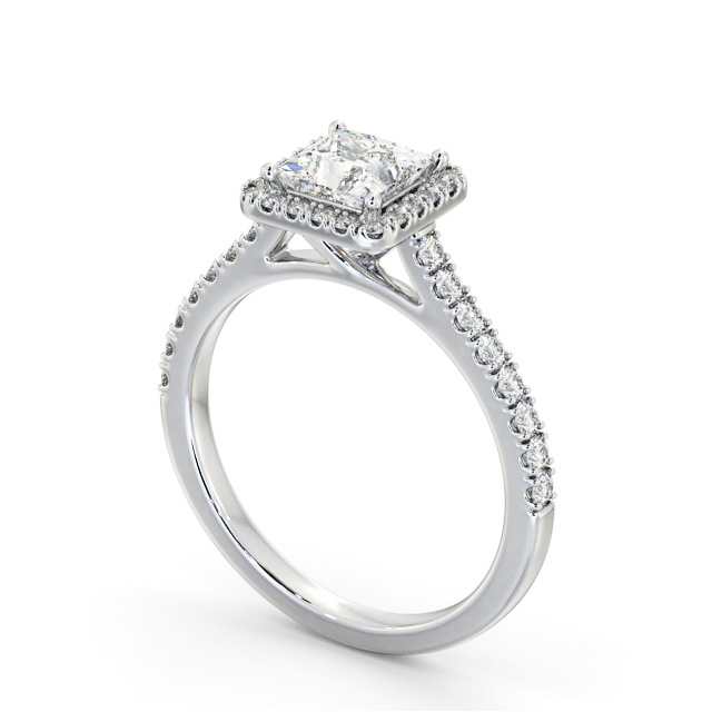 Halo Princess Diamond Engagement Ring 9K White Gold - Palmer ENPR87_WG_SIDE