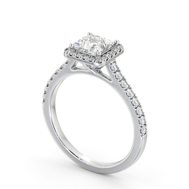 Halo Princess Diamond Engagement Ring Palladium - Palmer ENPR87_WG_SIDE