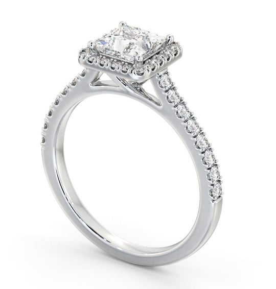 Halo Princess Diamond Classic Engagement Ring 18K White Gold ENPR87_WG_THUMB1 