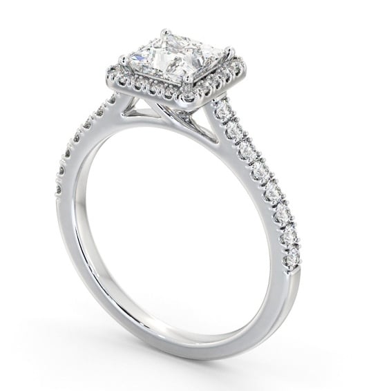 Halo Princess Diamond Classic Engagement Ring Platinum ENPR87_WG_THUMB1