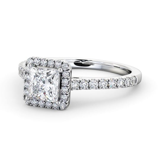  Halo Princess Diamond Engagement Ring 18K White Gold - Palmer ENPR87_WG_THUMB2 