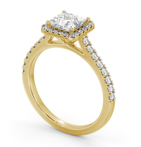Halo Princess Diamond Classic Engagement Ring 18K Yellow Gold ENPR87_YG_THUMB1