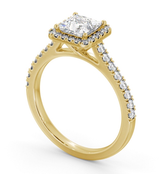 Halo Princess Diamond Classic Engagement Ring 18K Yellow Gold ENPR87_YG_THUMB1