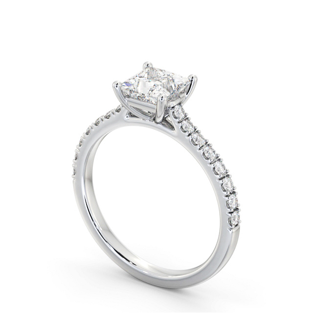 Princess Diamond Engagement Ring Palladium Solitaire With Side Stones - Malakai ENPR87S_WG_SIDE