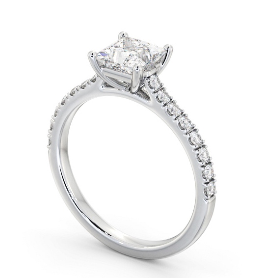  Princess Diamond Engagement Ring 9K White Gold Solitaire With Side Stones - Malakai ENPR87S_WG_THUMB1 