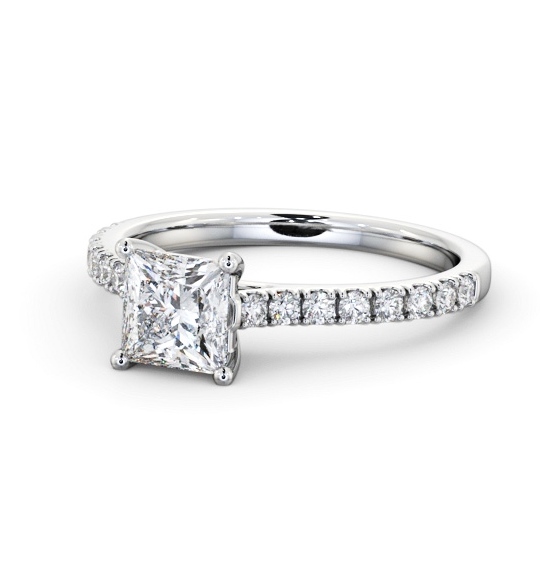  Princess Diamond Engagement Ring 9K White Gold Solitaire With Side Stones - Malakai ENPR87S_WG_THUMB2 