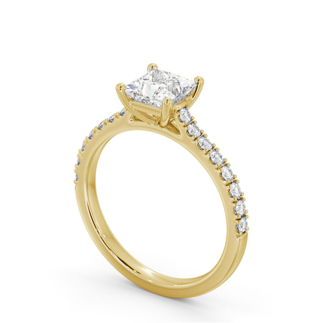 Princess Diamond Engagement Ring 18K Yellow Gold Solitaire With Side Stones - Malakai ENPR87S_YG_SIDE