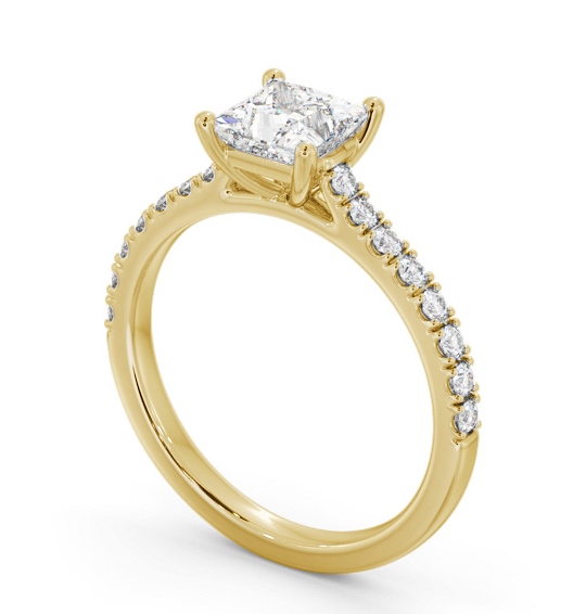  Princess Diamond Engagement Ring 9K Yellow Gold Solitaire With Side Stones - Malakai ENPR87S_YG_THUMB1 