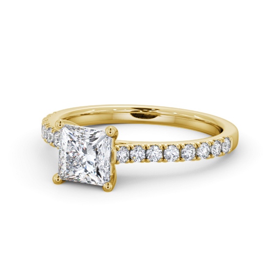  Princess Diamond Engagement Ring 18K Yellow Gold Solitaire With Side Stones - Malakai ENPR87S_YG_THUMB2 