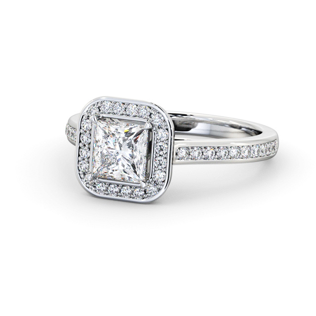 Halo Princess Diamond Engagement Ring Palladium - Laughton ENPR88_WG_FLAT