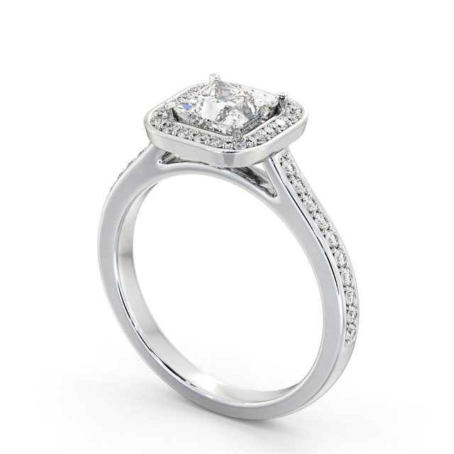 Halo Princess Diamond Engagement Ring 18K White Gold - Laughton ENPR88_WG_SIDE