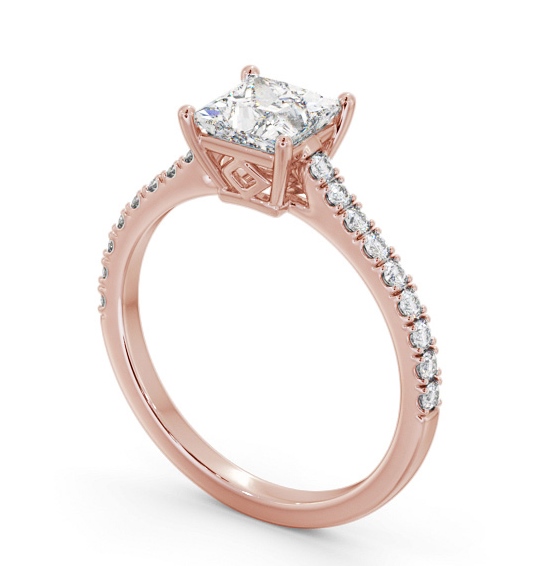 Princess Diamond Sleek Style Engagement Ring 18K Rose Gold Solitaire with Channel Set Side Stones ENPR88S_RG_THUMB1