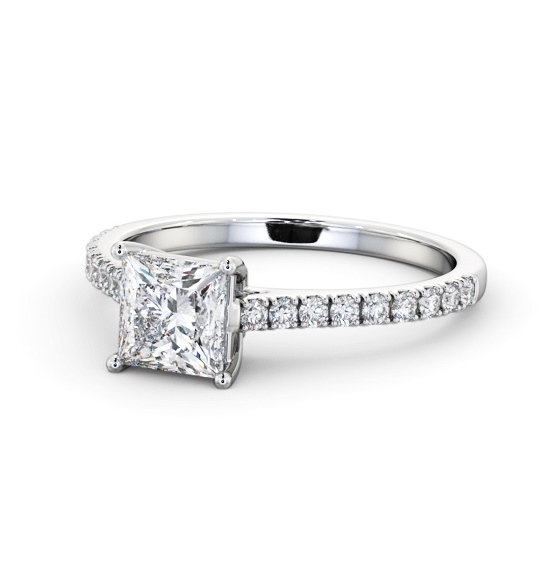  Princess Diamond Engagement Ring 18K White Gold Solitaire With Side Stones - Allestree ENPR88S_WG_THUMB2 
